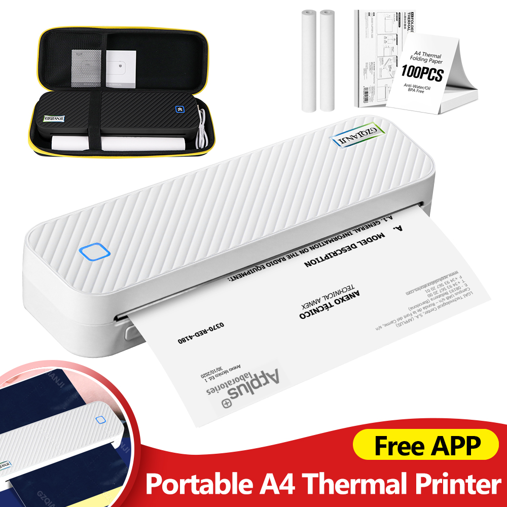 Commercial Photo Printer - Portable A4 Thermal Printer Bluetooth Photos